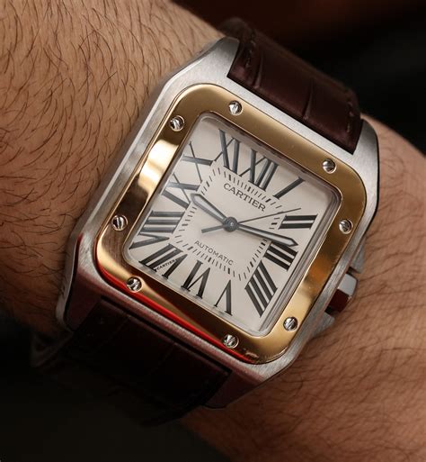 santos cartier 100 medium wearing|cartier santos 100 price.